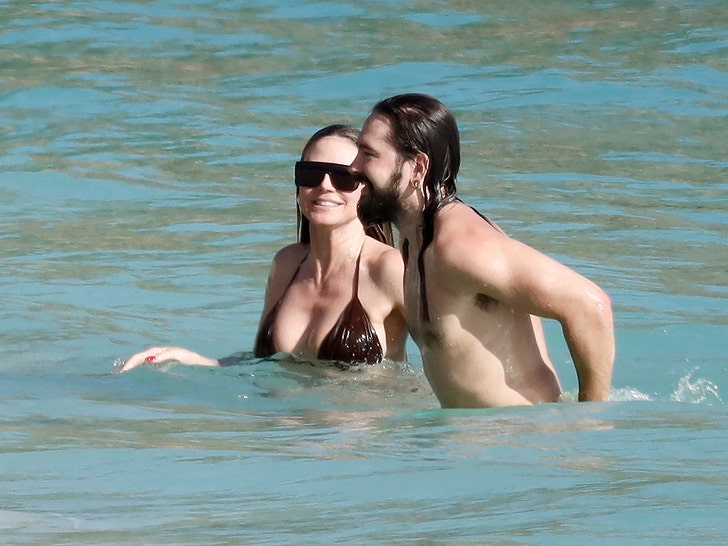 Heidi Klum Splashes Round in Tiny Bikini with Husband Tom Kaulitz In St. Barts