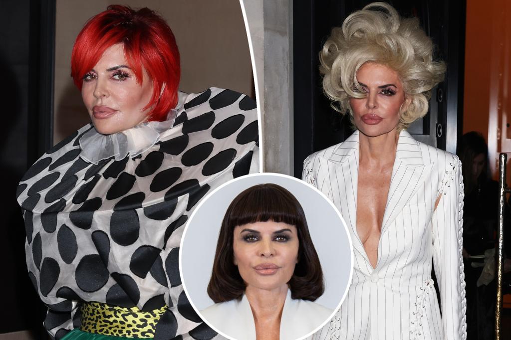 Lisa Rinna exhibits off a parade of wacky wigs at Paris Couture Week