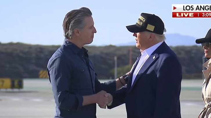 Trump Lands in L.A. for Tour of Wildfire Injury, Shakes Gov. Gavin Newsom’s Hand