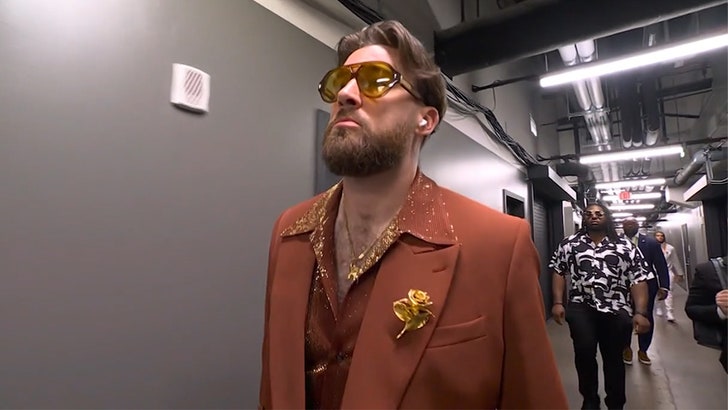 Travis Kelce Arrives in Fashion to Tremendous Bowl LIX