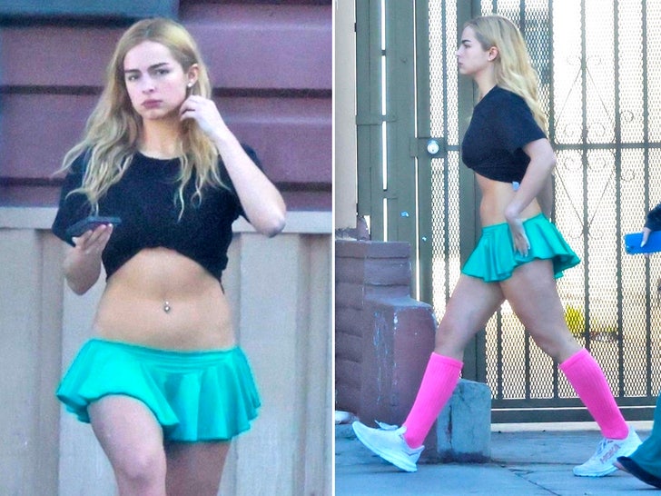 Addison Rae Exhibits Off Stomach Button Piercing in Tiny Crop High, Skirt