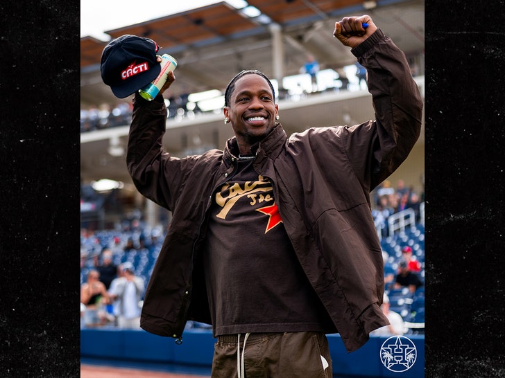 Travis Scott Throws First Pitch at Cacti Park for Astros Spring Coaching Opening Day