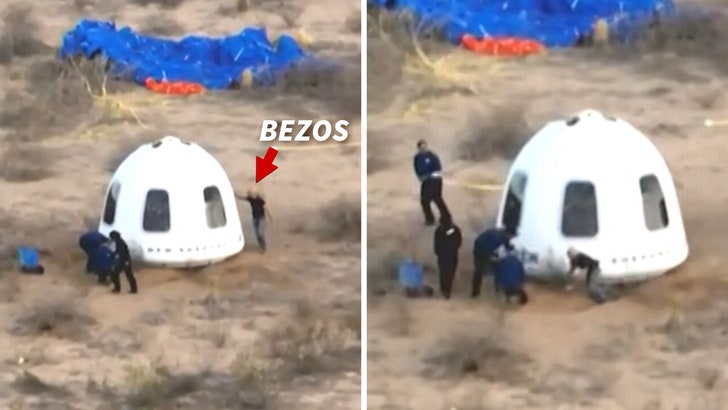 Jeff Bezos Faceplants at Blue Origin Rocket Launch Capsule Touchdown