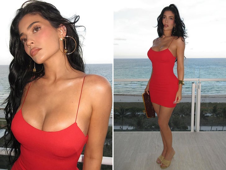 Kylie Jenner Brings The Warmth To Miami In Busty Purple-Scorching Costume