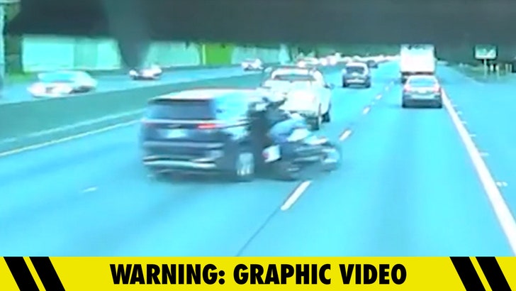Minivan Swerves Into Motorcyclist, Mowing Down Rider in Highway Rage, on Video