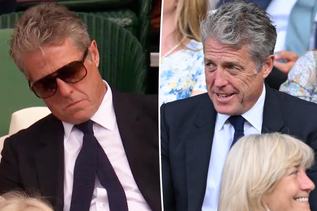 Hugh Grant referred to as out for sleeping in Royal Field at Wimbledon