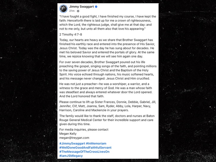 Televangelist Reverend Jimmy Swaggart Lifeless at 90