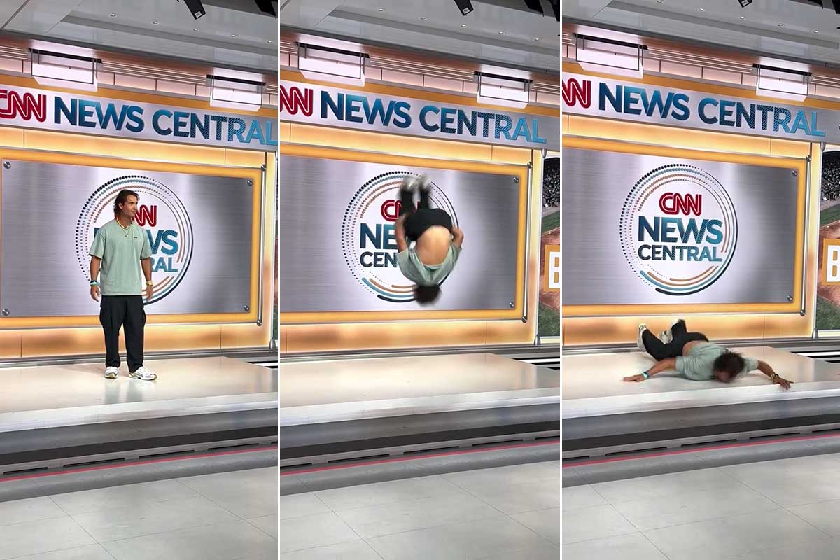 Savannah Bananas star Coach Rac faceplants while doing a backflip on CNN – Socialite Life
